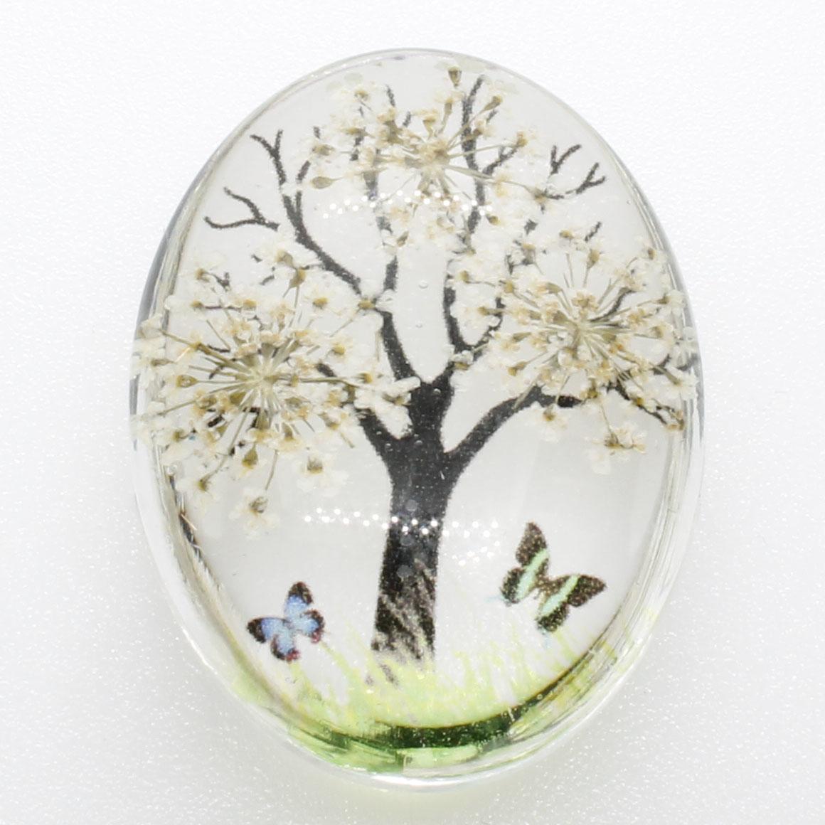 Everbloom Cabochon Oval 40x30mm - Tree White