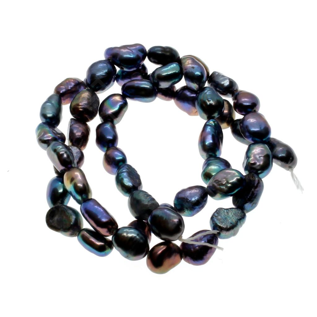 Freshwater Pearls 6-7mm Flat Rice Peacock - 14" String