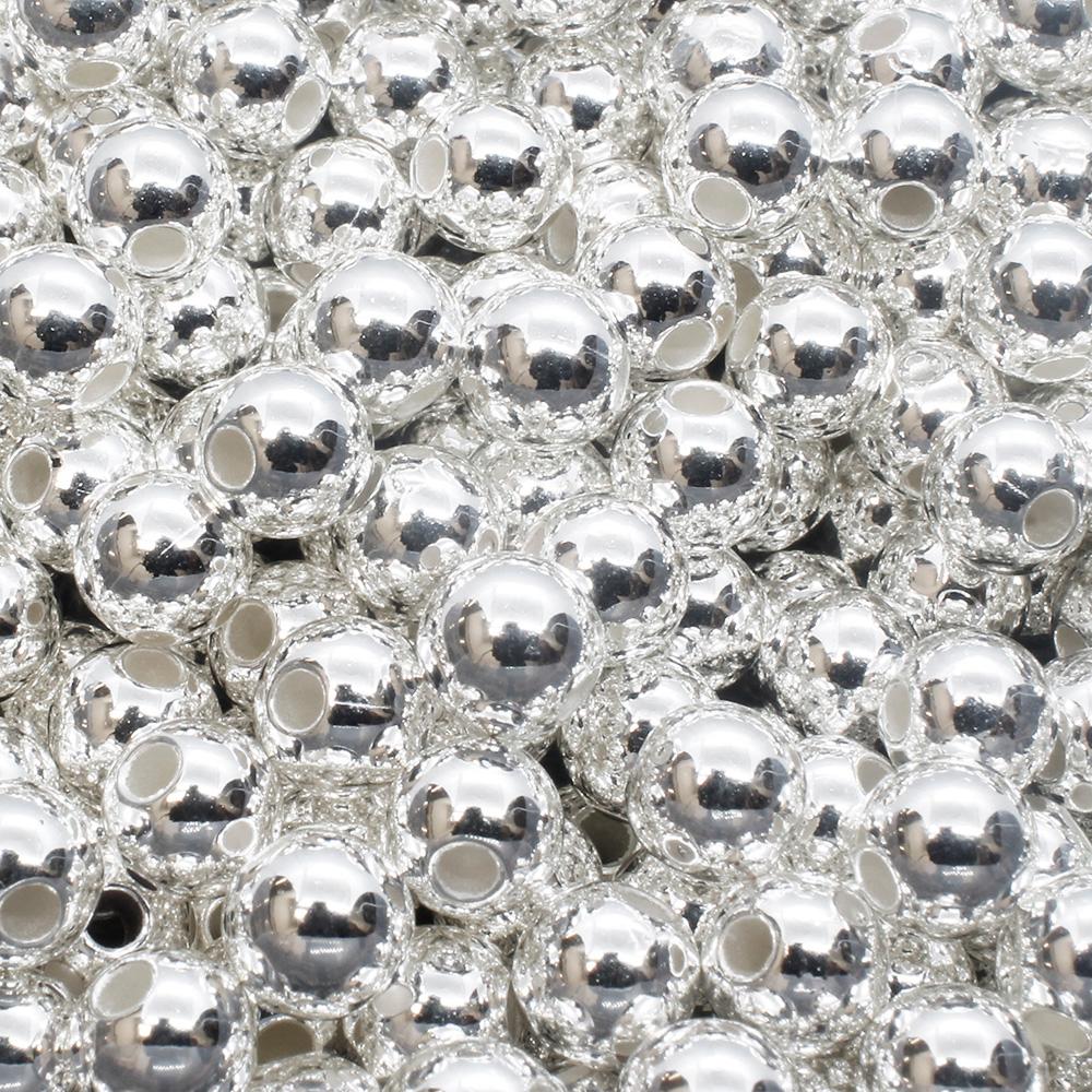 Acrylic Silver Round Beads 6mm - 350pcs