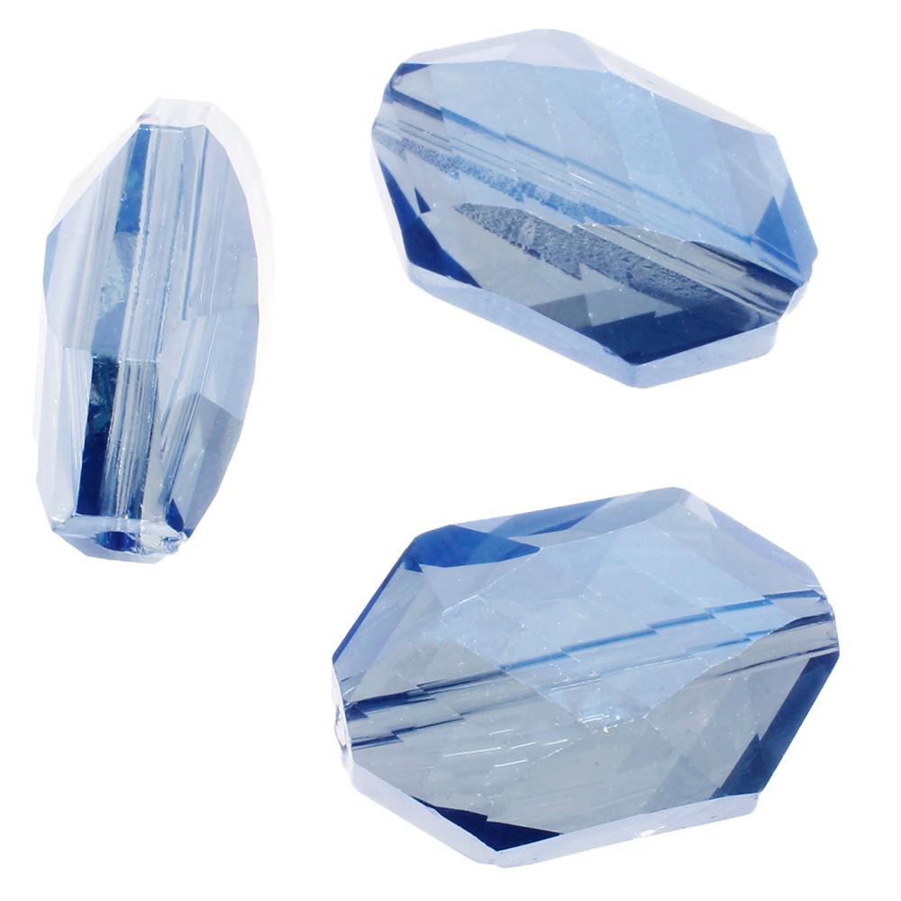 Crystal Hexagonal Oval 18x13mm 8pcs - Dark Electric Blue