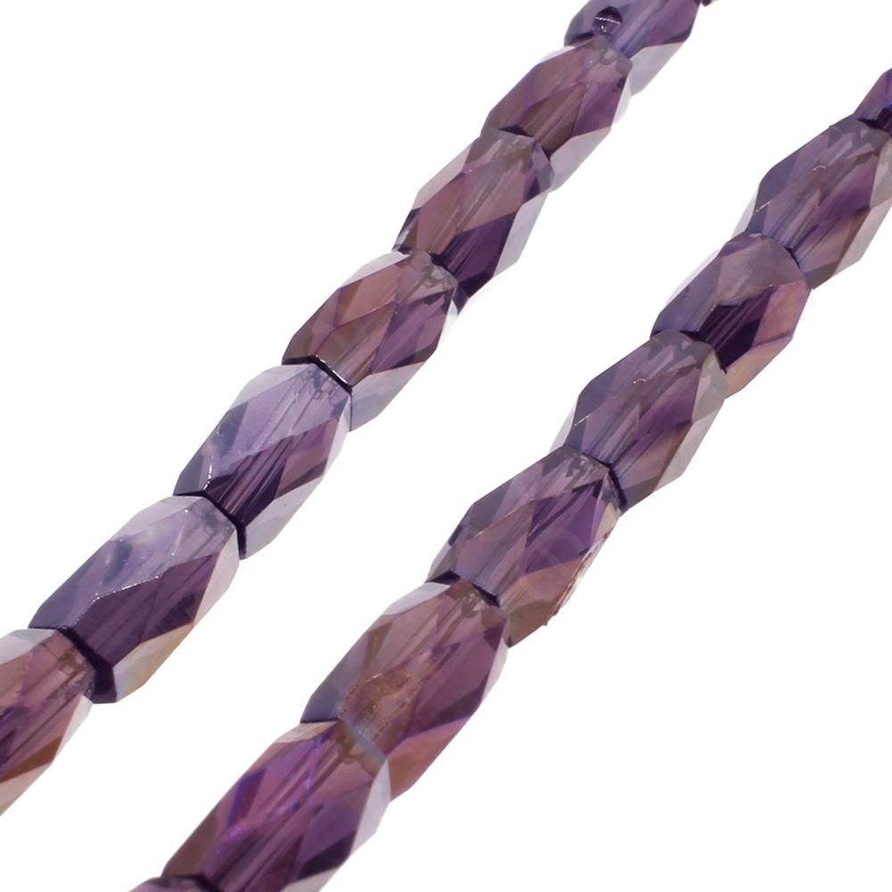Crystal Barrel Beads 7x4mm - Purple Rainbow