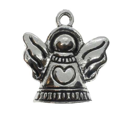 Metal Charm Angel 19mm - Antique Silver 10pcs