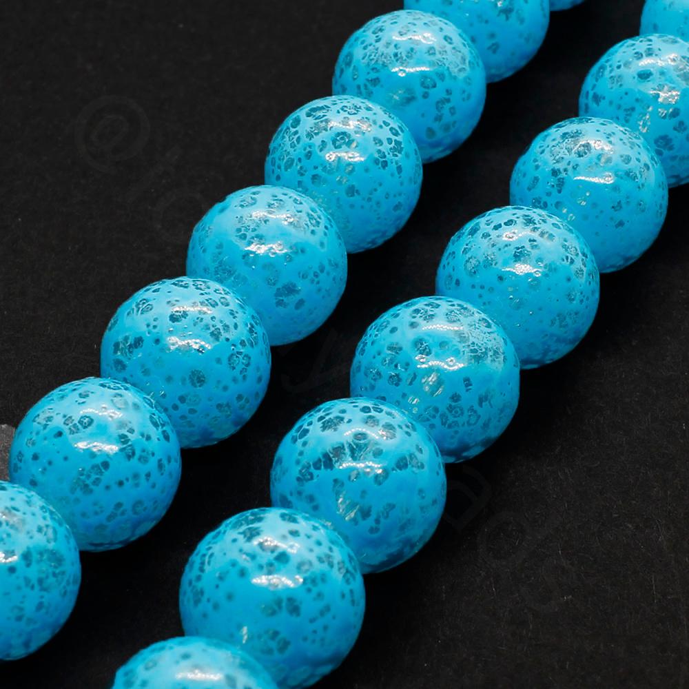 Speckled Glass Beads 10mm Round - Blue