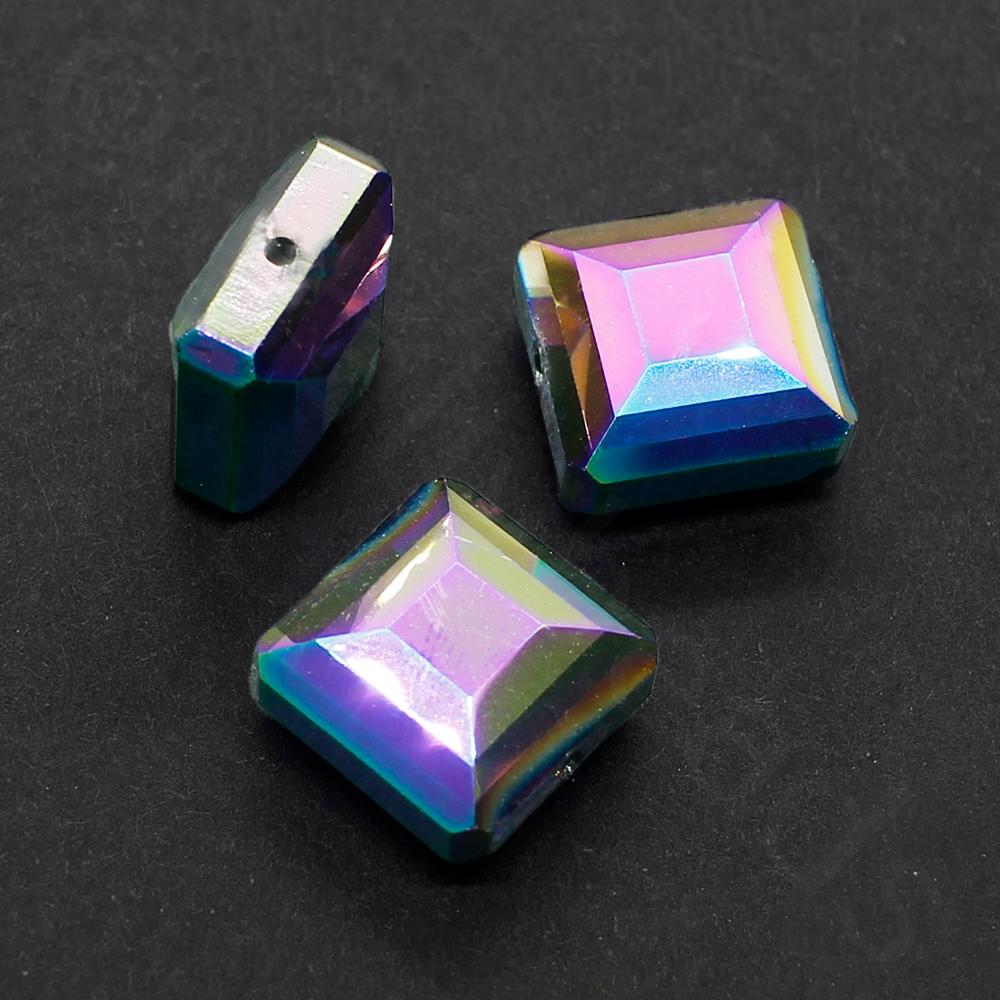 Crystal Square 14mm - Purple Green 8pcs