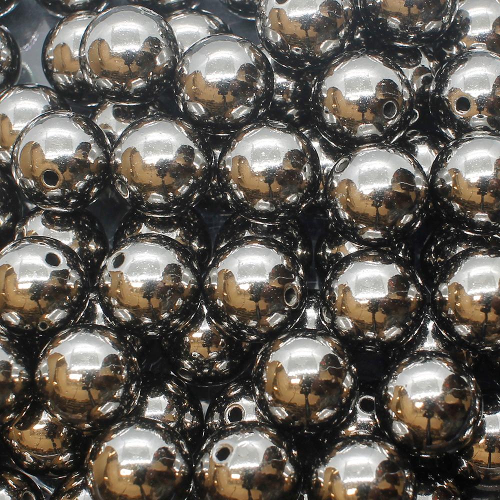 Acrylic Black Round Beads 14mm - 25pcs