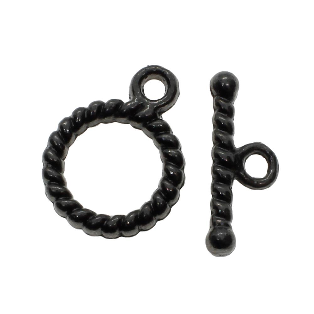 Metal Toggle - Rope Ring 10mm 8 sets Black Plated