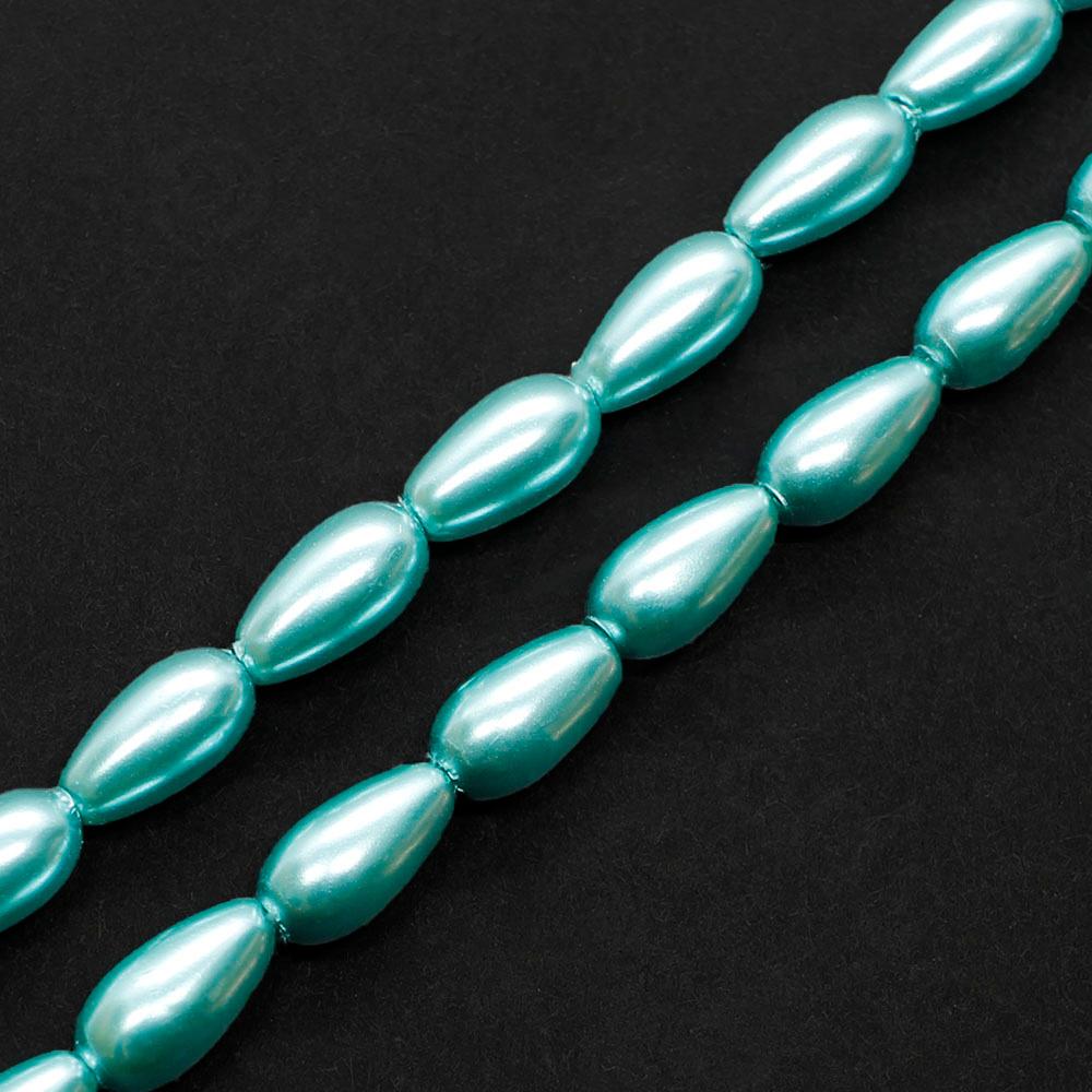 Glass Pearl Drop Beads 4x8mm - Turquoise