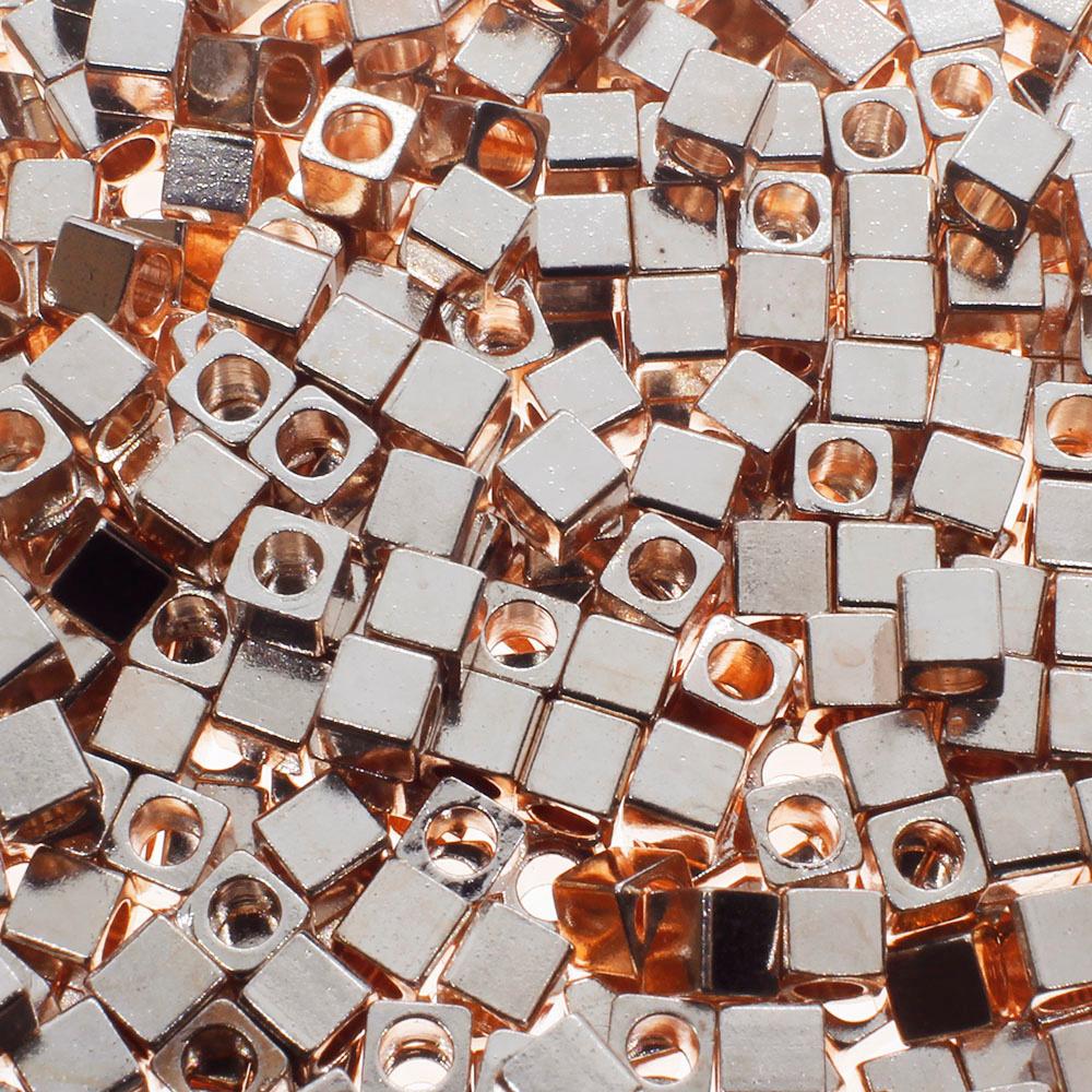 Spacer Bead Cubes 3mm 40pcs - Rose Gold
