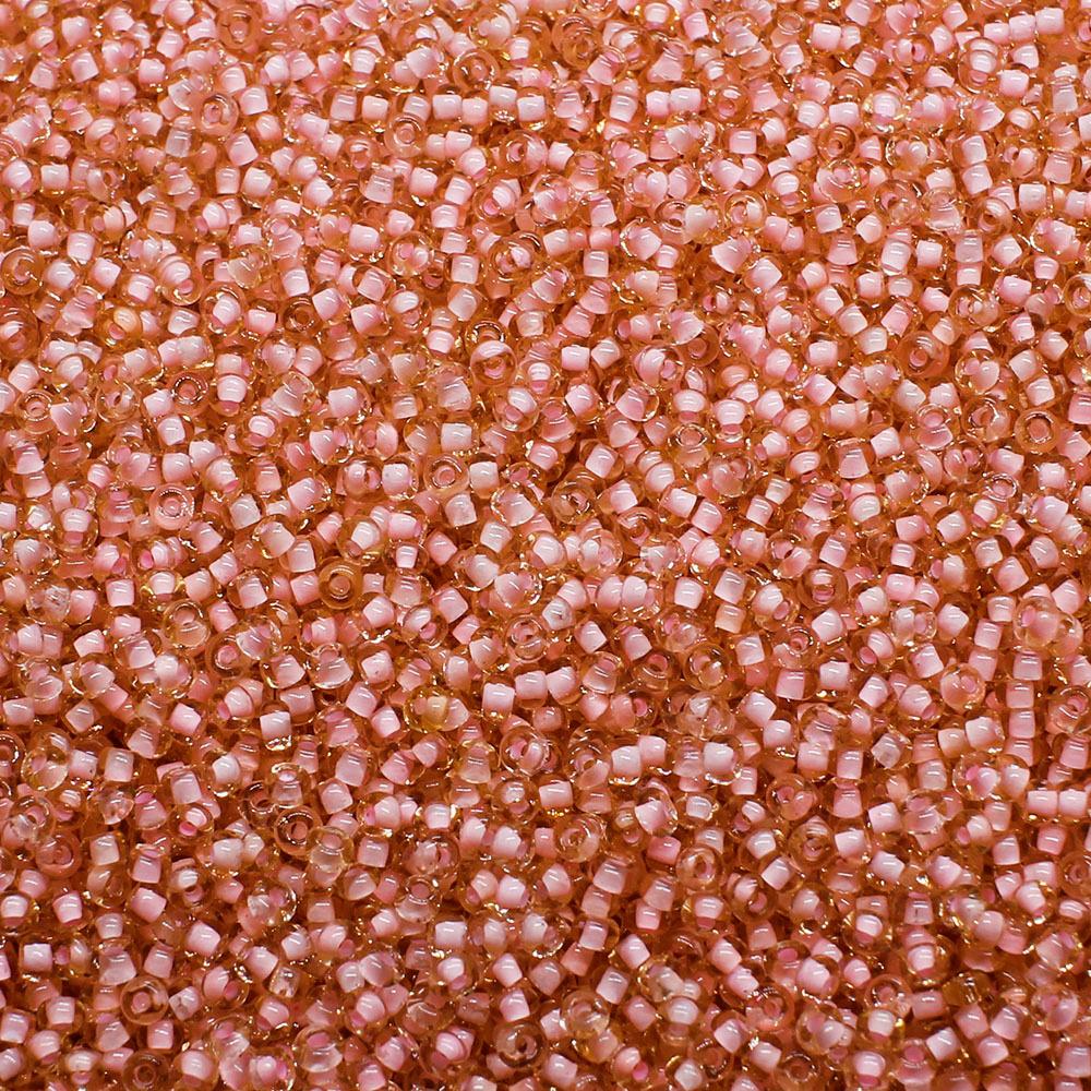 FGB Seed Beads Size 12 Two Tone Inside Colours Peaches & Cream - 50g