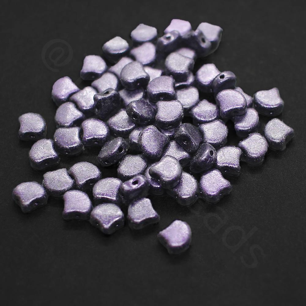 Ginko 7.5mm Leaf Beads 10g - Met Suede Dk Purple