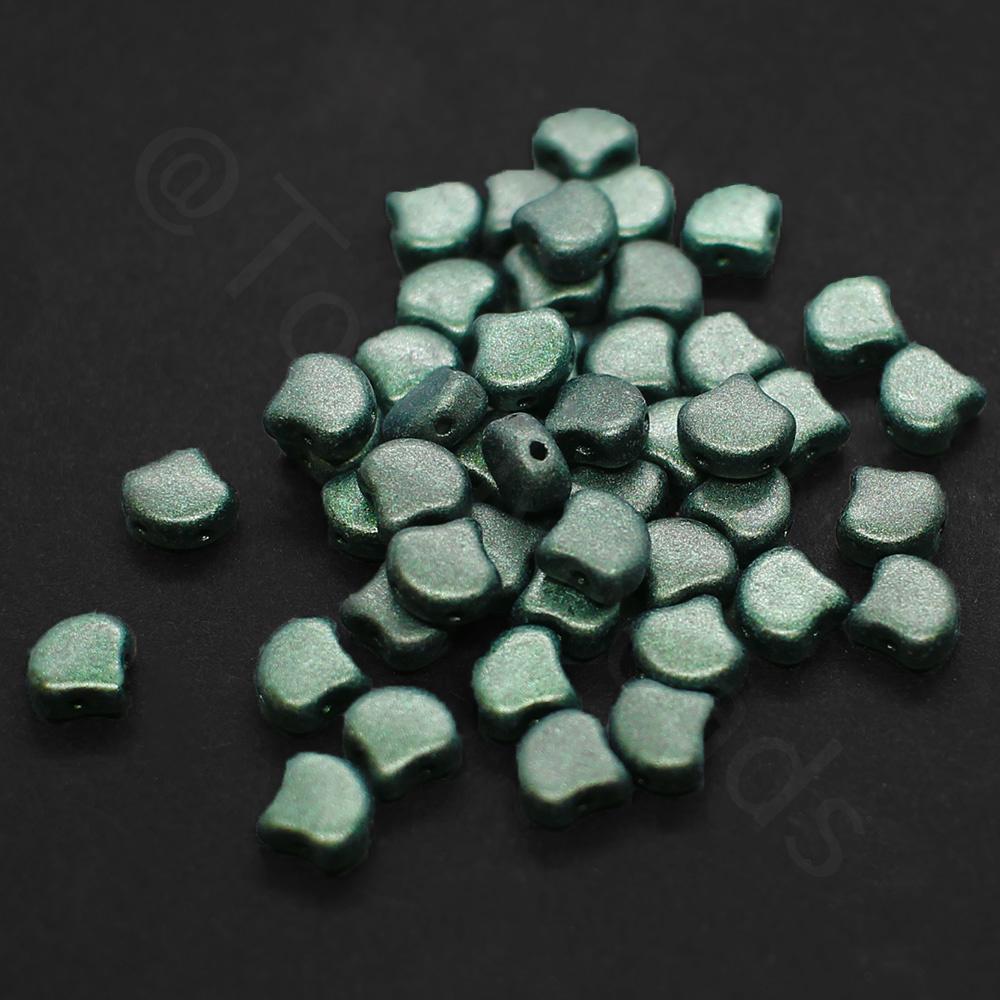 Ginko 7.5mm Leaf Beads 10g - Met Suede Dk Forest