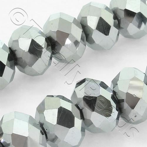 Crystal Rondelle 9x12mm - Silver Plate 20pcs