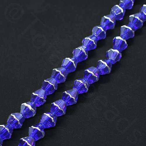 Glass Bicone with Silver Edge 8mm - Royal Blue
