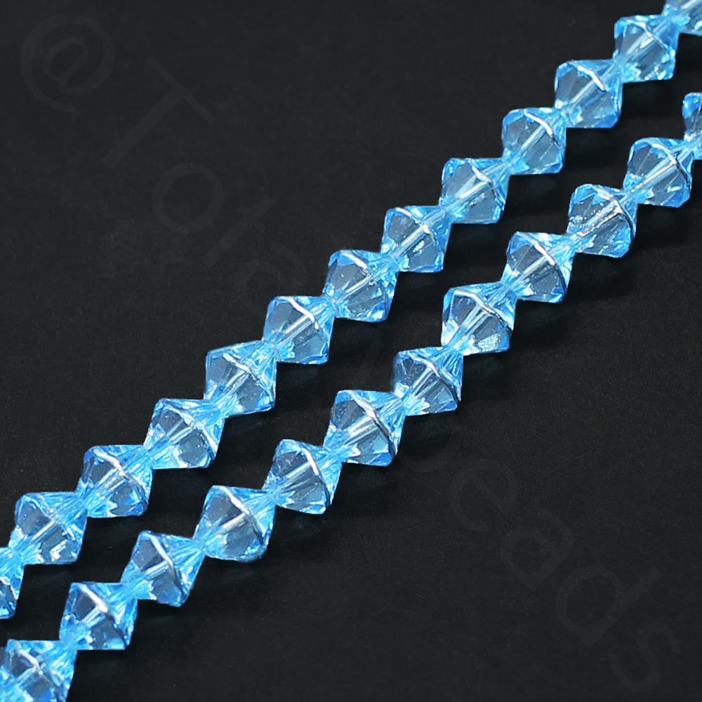 Glass Bicone with Silver Edge 8mm - Blue