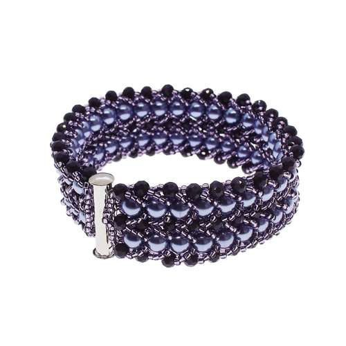 Double Row Flat Spiral Bracelet lavander bracelet making kit — DIY set with beads and instructions for creating handmade jewelry
