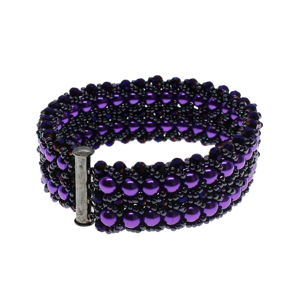 Double Row Flat Spiral Bracelet - Purple