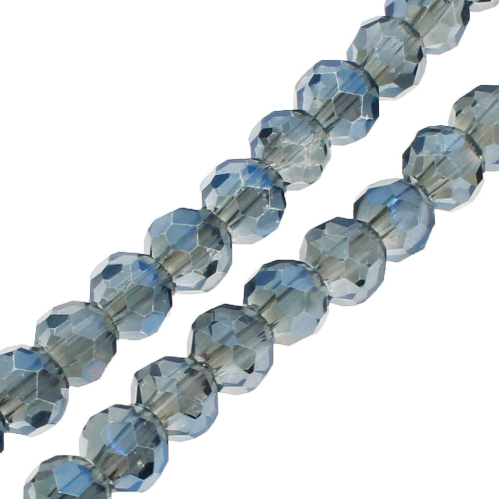 Crystal Round Beads 4mm - Silver Blue
