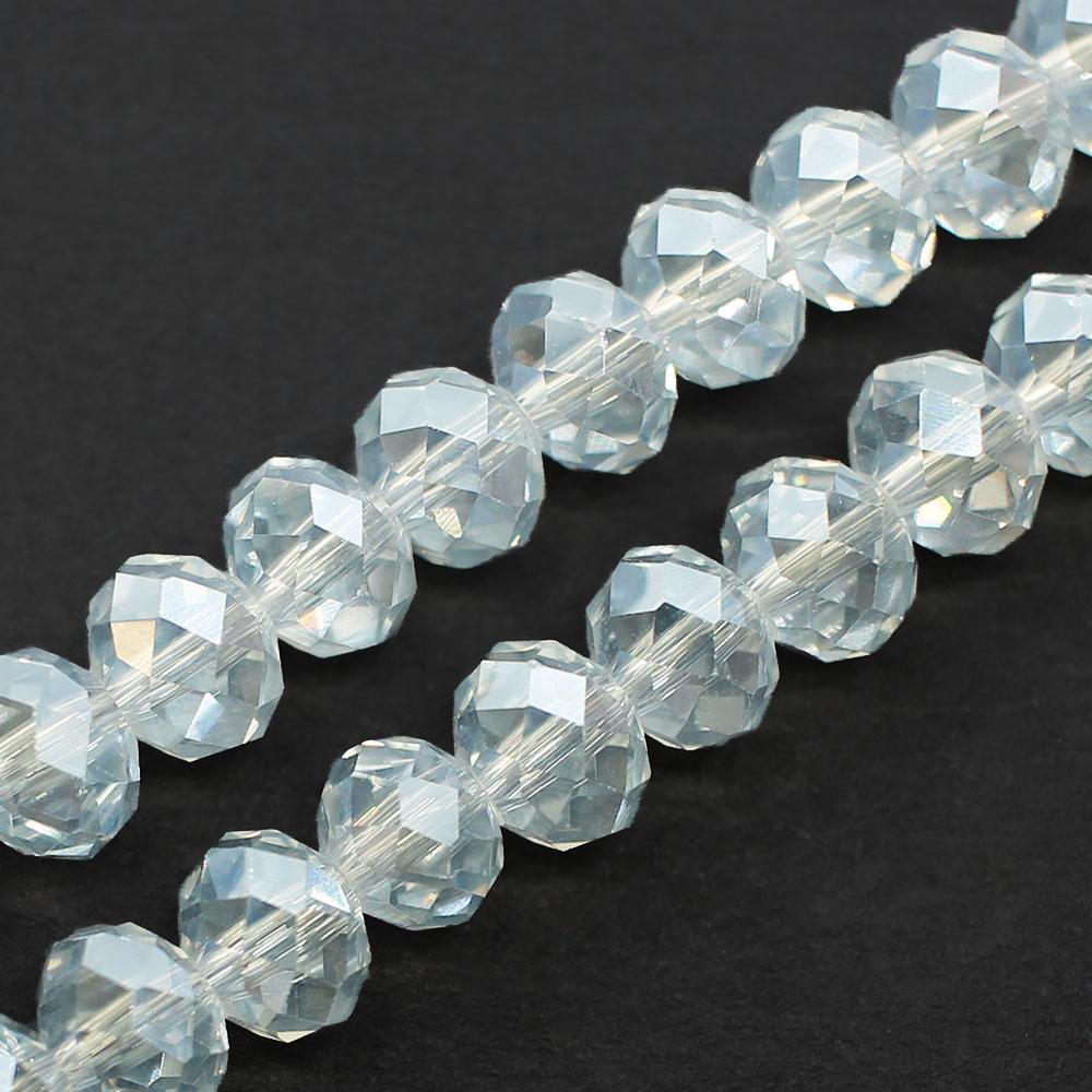 Crystal Rondelle 6x8mm - Hint of Blue 16" String