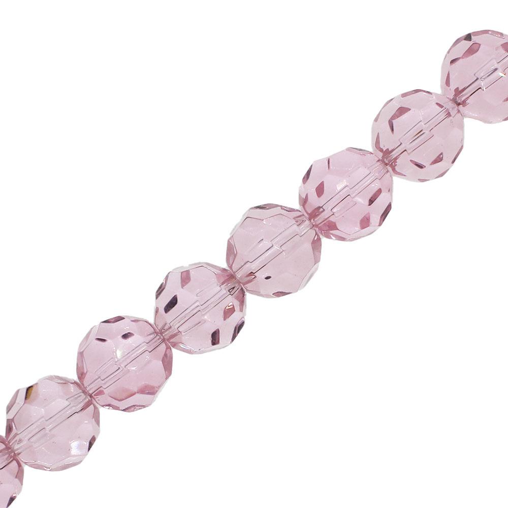 Faceted Glass 12mm Round - Pink