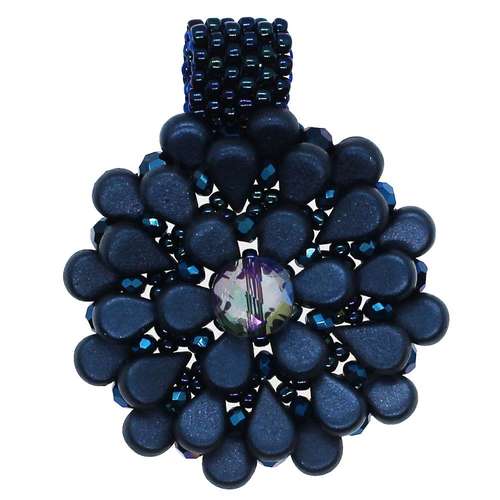 Fleur Pendant dark blue jewelry making kit — DIY set with beads and instructions for creating handmade jewelry