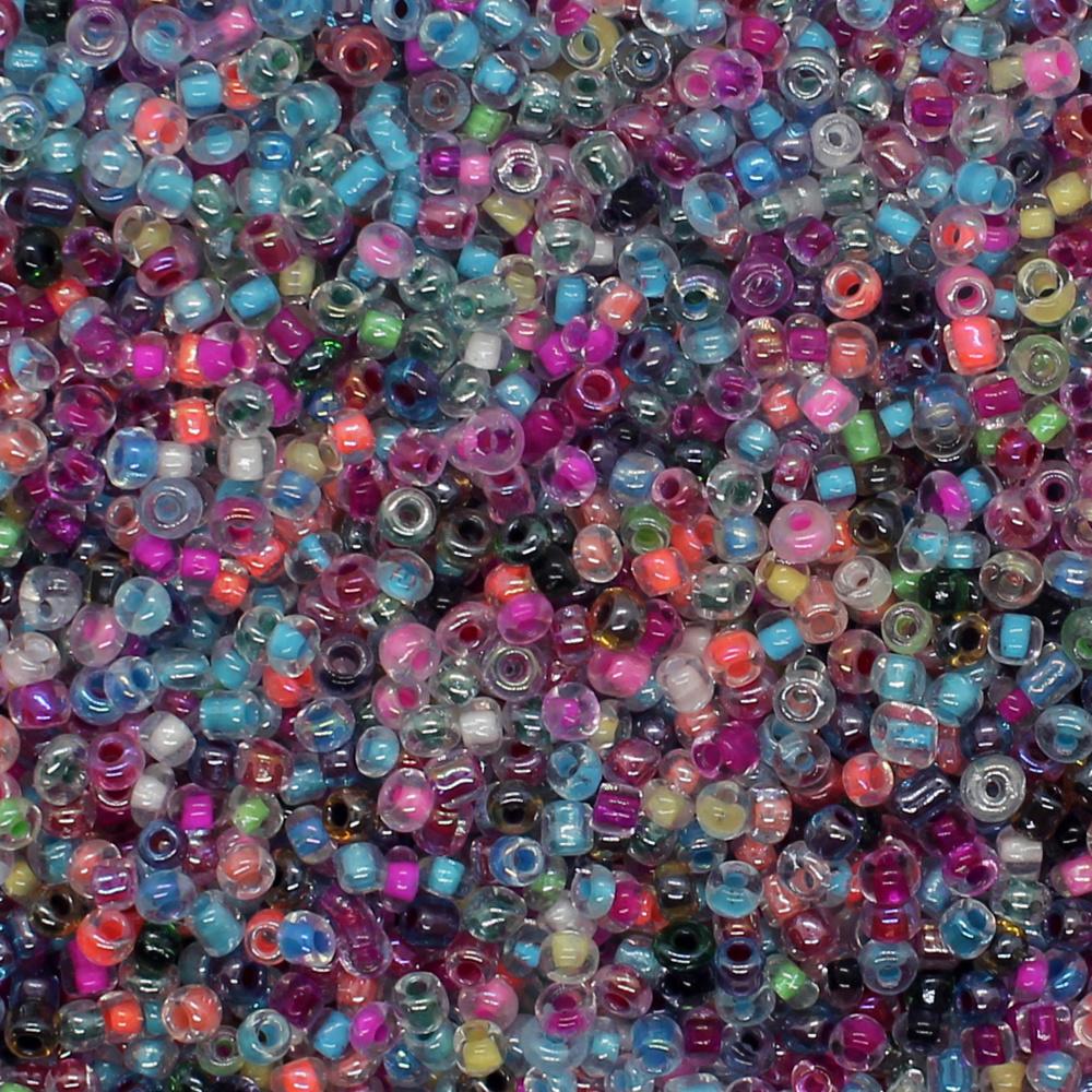 Seed Beads Colour Lined Mixed - Size 11 100g