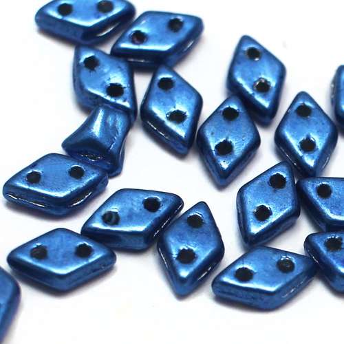 Czech glass glass beads met navy peony — pack of 60, high-quality two-hole beads ideal for jewelry making, bead weaving, and crafts