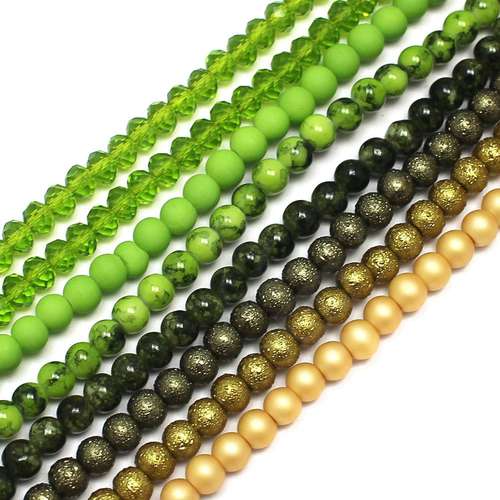 Fringe Jewellery with Tigertail kit green olive jewelry making kit — DIY set with beads and instructions for creating handmade jewelry