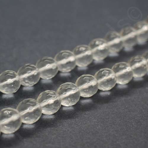 Opal White / Clear Faceted Beads - 7mm