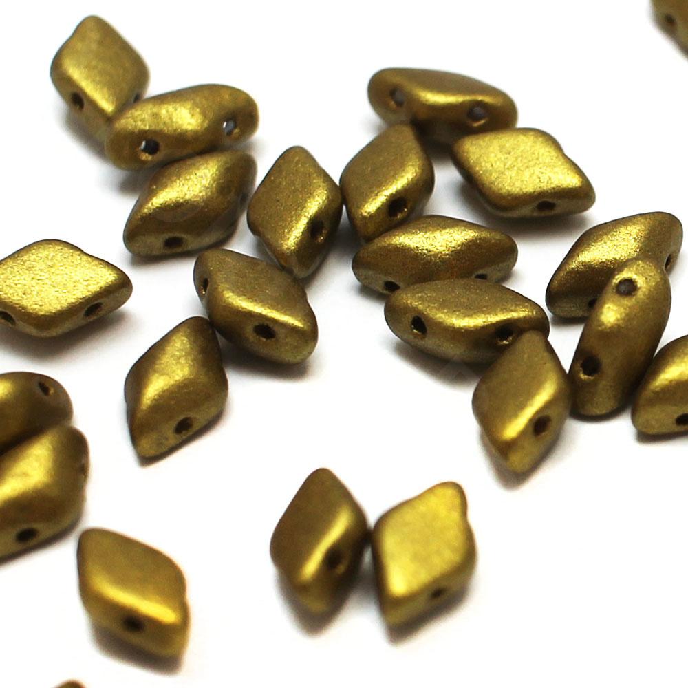 GemDuo Beads 8x5mm 10g - Matt Metallic Aztec Gold