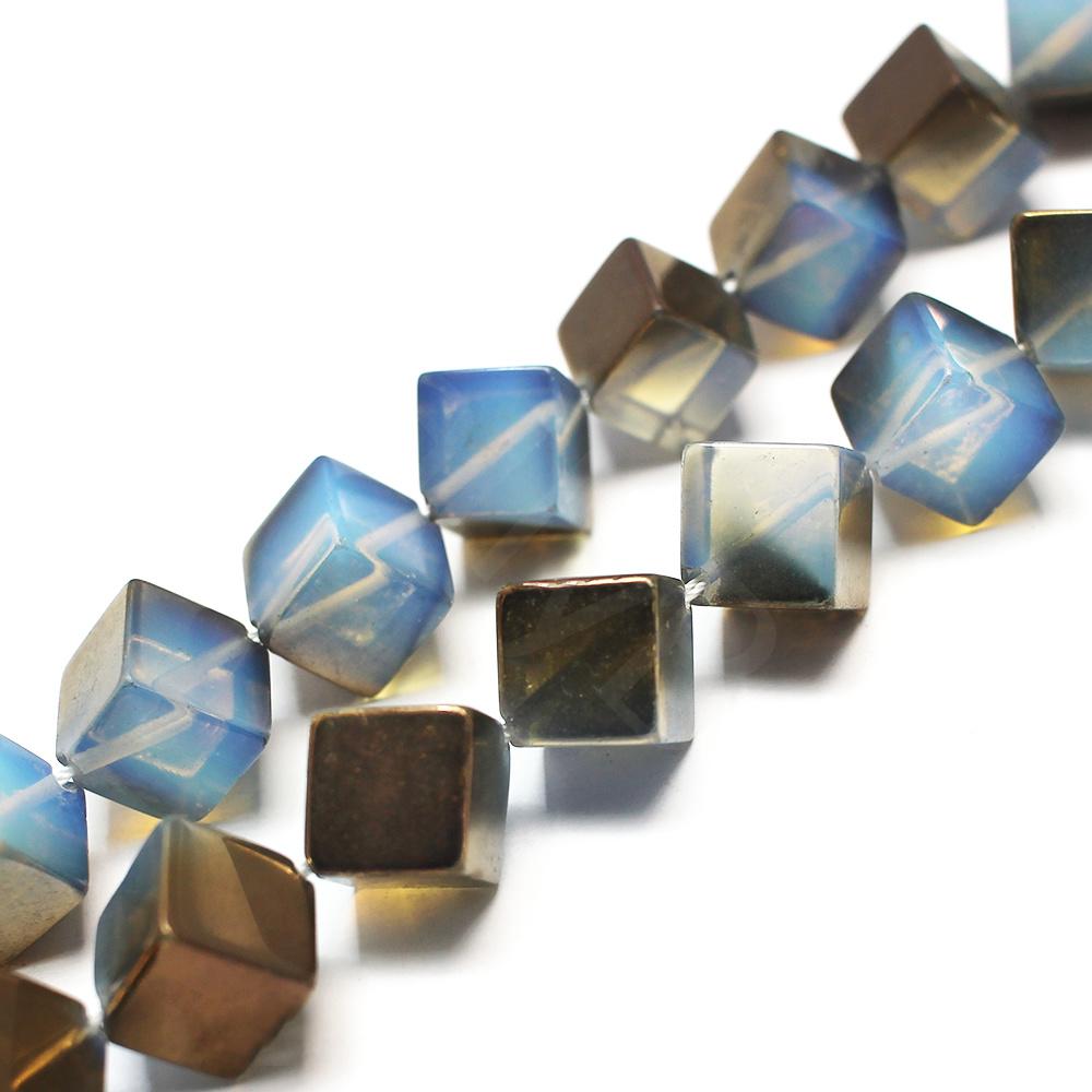 Half plated opal  - Diagonal Cube - Bronze Plate 12mm GRADE B