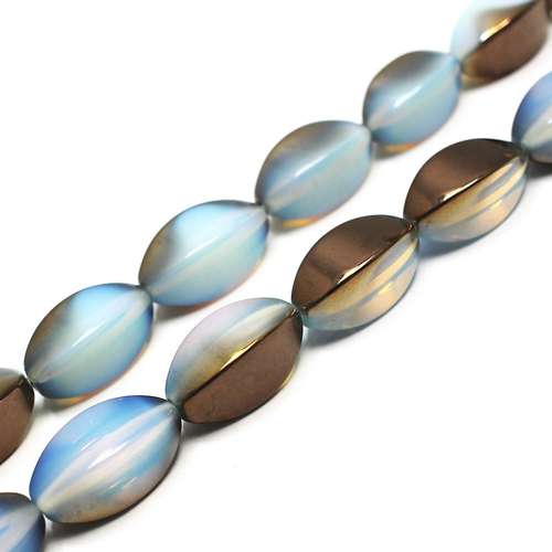 Half plated opal  - Cuboid Rice - Bronze Plate - 24x12mm - GRADE B