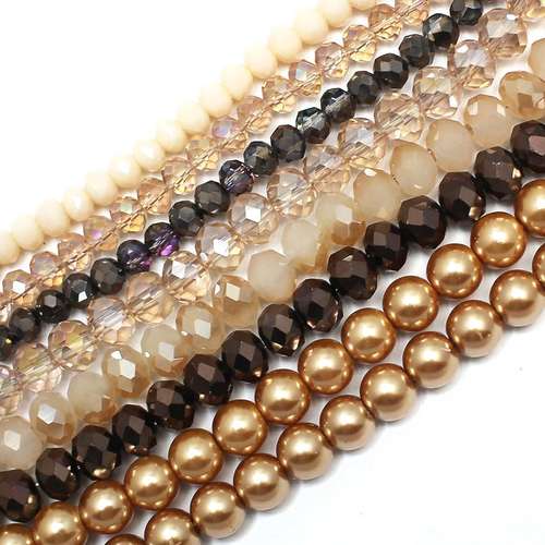 Crystal & Pearls bundle gold jewelry making kit — DIY set with beads and instructions for creating handmade jewelry