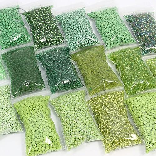 Size 8 Seed Beads Mix 10 x 25g - Green
