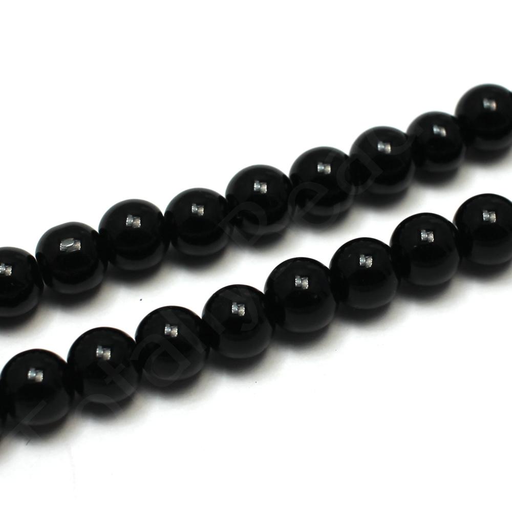 Opaque Glass Round Beads 8mm - Black