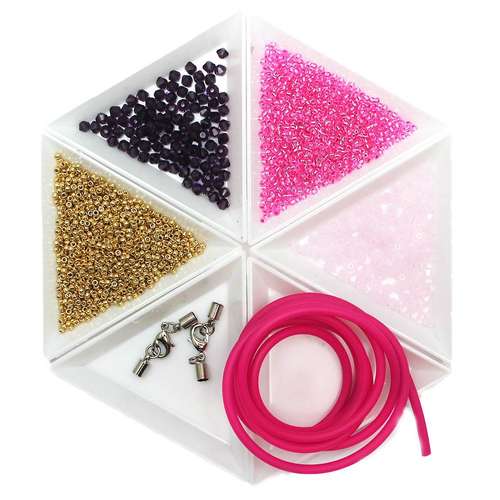 Bead Weaving pink purple - makes 2 jewelry making kit — DIY set with beads and instructions for creating handmade jewelry