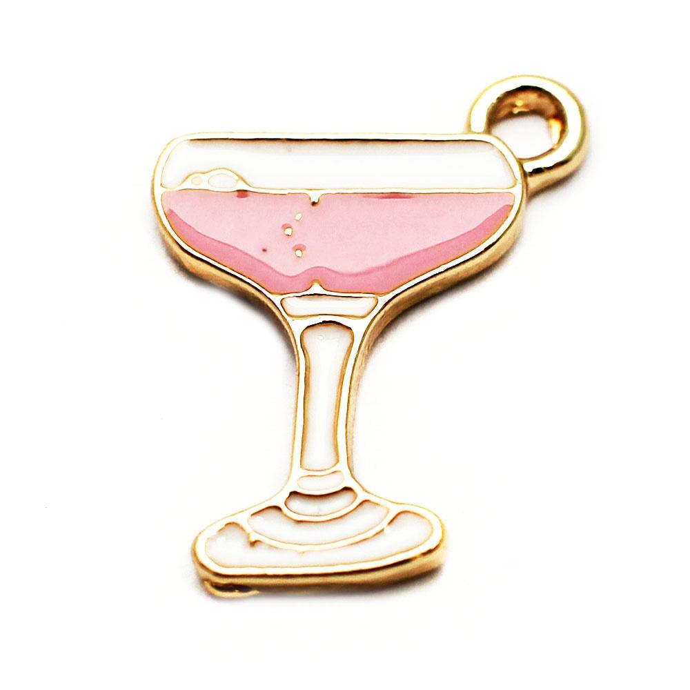 Enamel Gold Charm - Cocktail Glass 2pc