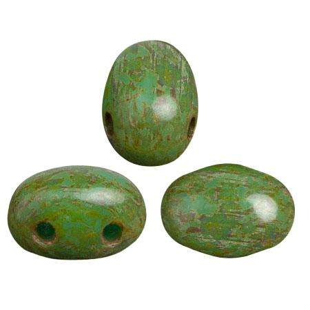 Samos Puca Beads 10g - Opq Green Turquoise Travertin Drk