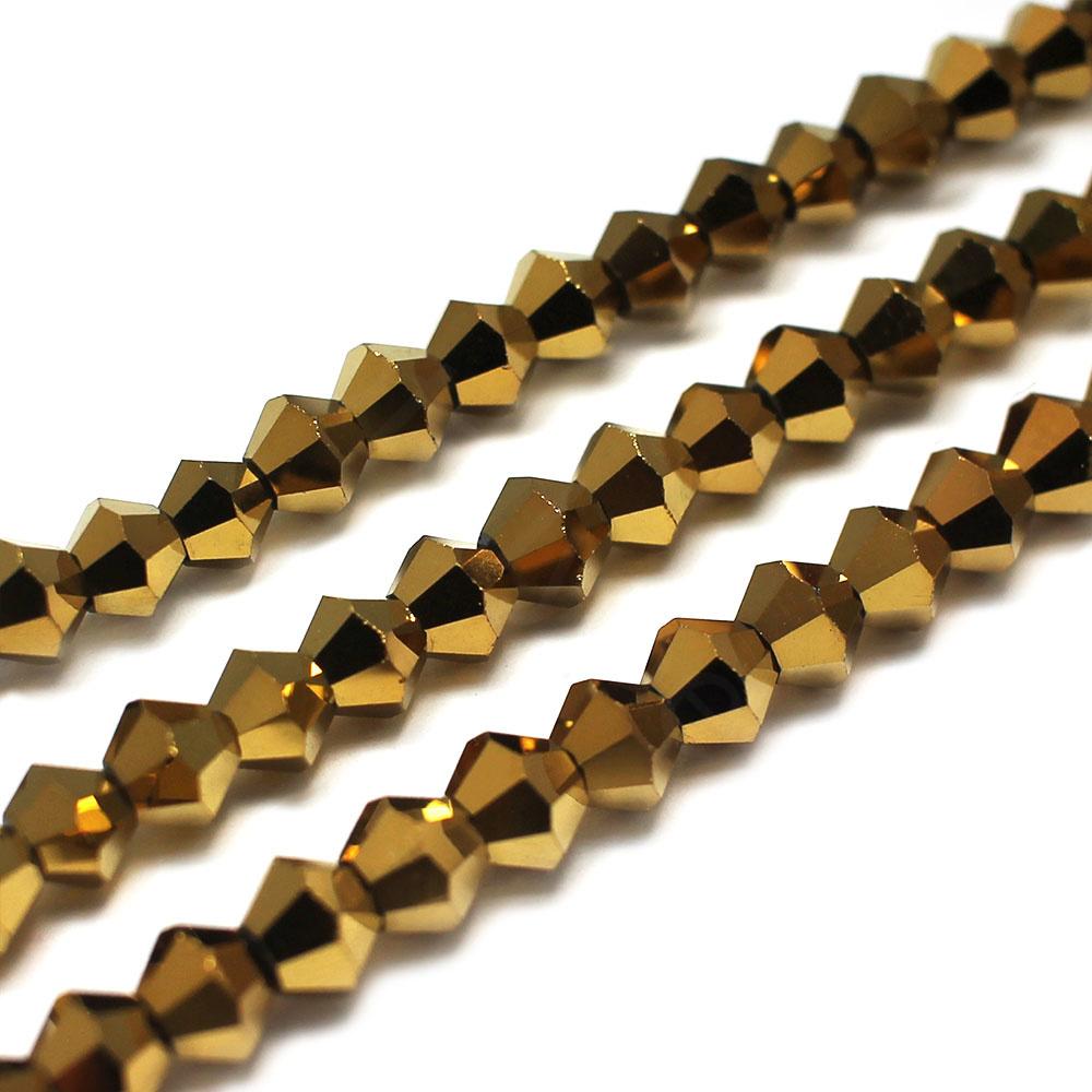 Premium Crystal 5mm Bicone Beads - Gold Plate