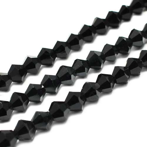 6mm crystal bicone beads jet black — faceted for jewelry making and beadwork