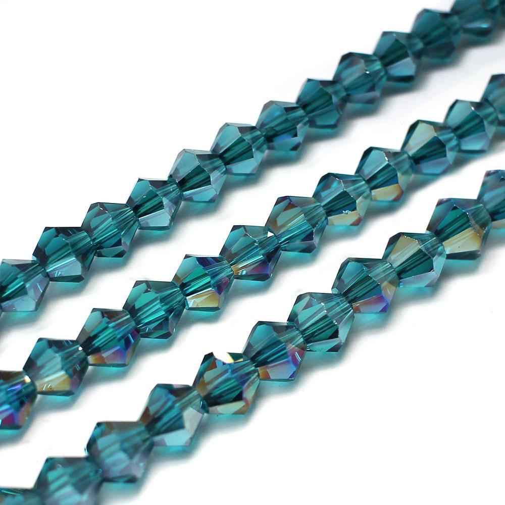 Premium Crystal 6mm Bicone Beads - Dark Turquoise AB