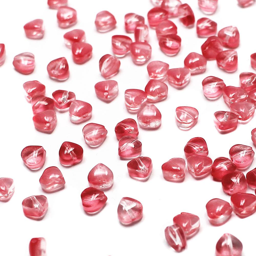 Glass Pink Heart Bead 6mm - 20pcs