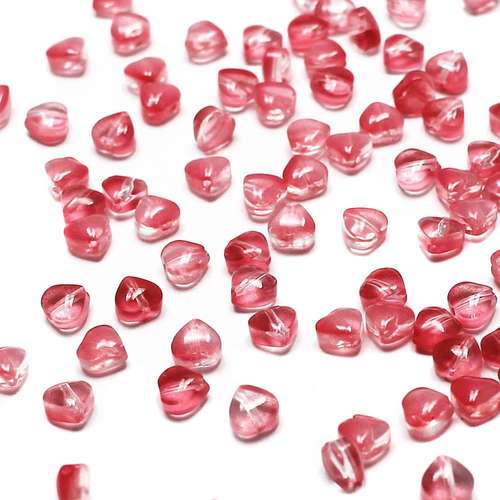 Glass Pink Heart Bead 6mm - 20pcs