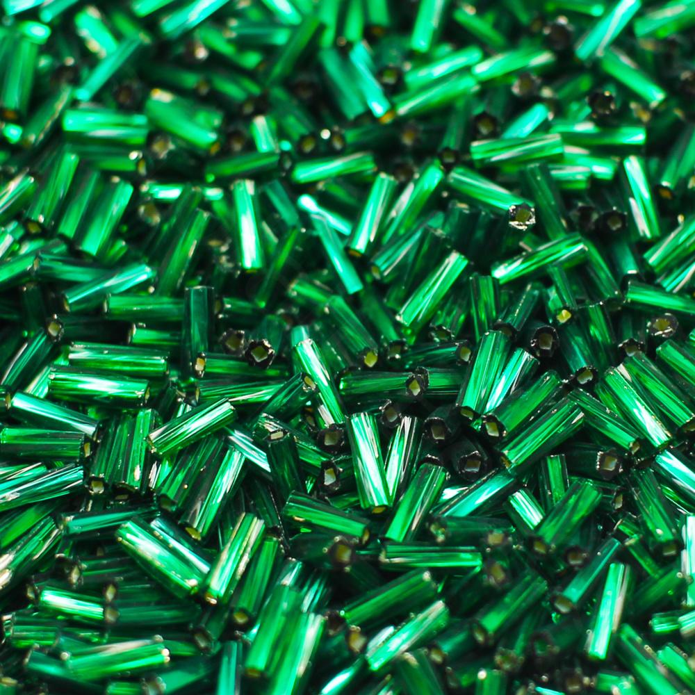 FGB 6mm Twisted Bugles - Silver Lined Emerald Green 50g