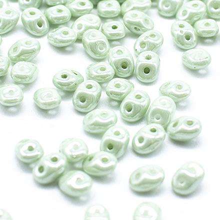 10g Czech glass Rulla beads luster chalk light green — two-hole beads for jewelry making and bead weaving