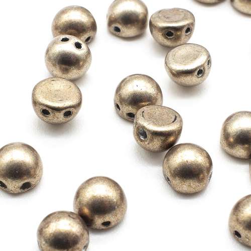 7mm Czech glass glass beads sat. metallic hazelnut — pack of 25, high-quality two-hole beads ideal for jewelry making, bead weaving, and…