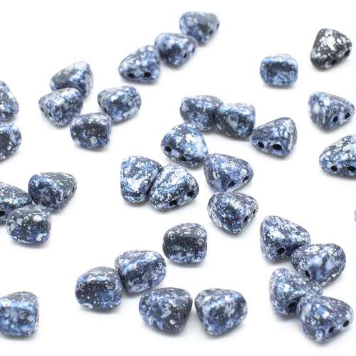 Czech glass Rulla beads bit czech glass beads 30pcs - tweedy blue — two-hole beads for jewelry making and bead weaving
