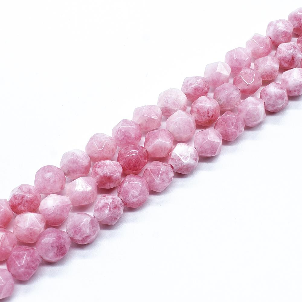 Dyed Jade Facet Nugget Beads 15" string - Pink