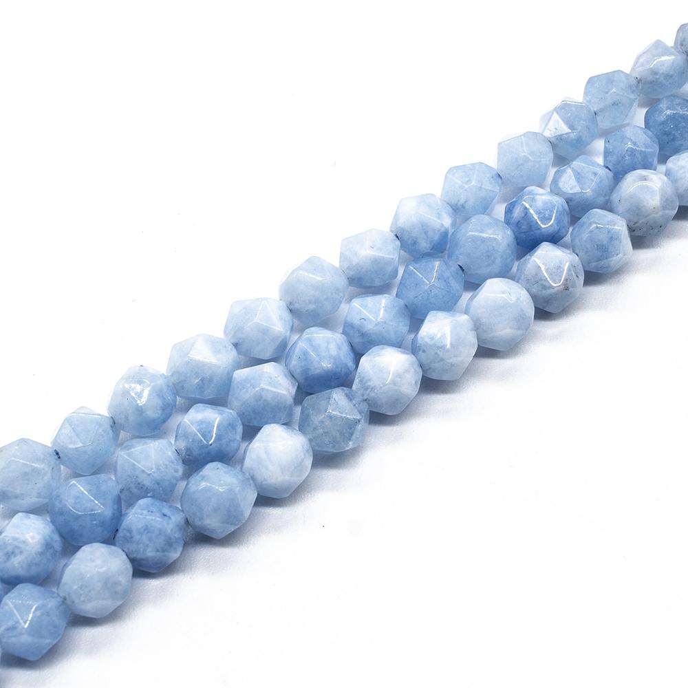 Dyed Jade Facet Nugget Beads 15" string - Light Blue