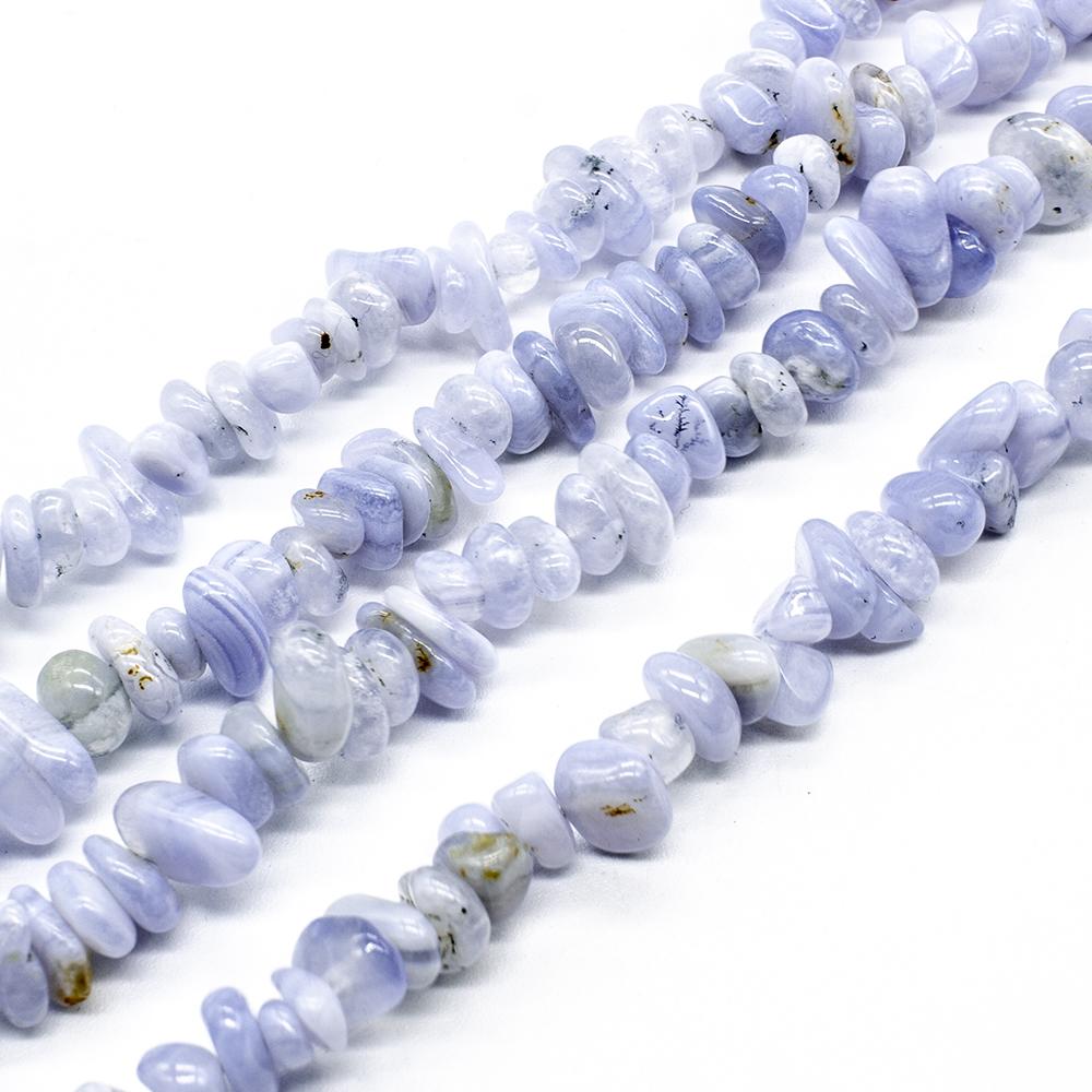 Gemstone Chips - Blue Lace Agate - 32" String