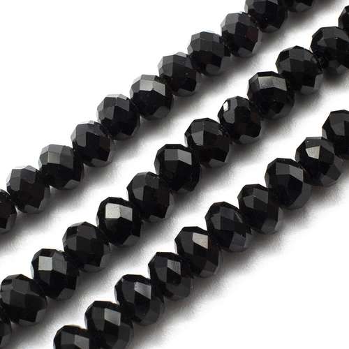 6mm crystal beads jet black, pack of 100 — faceted for jewelry making and beadwork